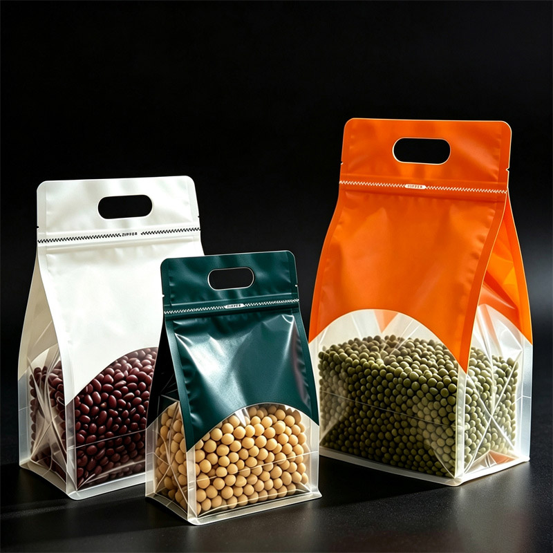 Logo Food Snack - 50 Stück transparente Handverschlussbeutel, wiederverschließbare Beutel