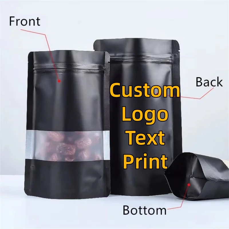 Food Snacks For Christmas - 100PCS Stand-up Matte Schwarz Aluminium Folie