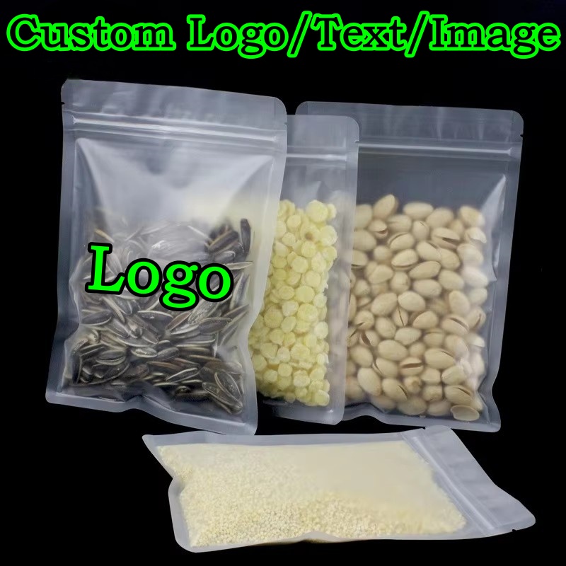 Logo Food Snack - 100 Stück Mattierte Plastik-Ziplock-Verpackungsbeutel DIY Logo-Druck