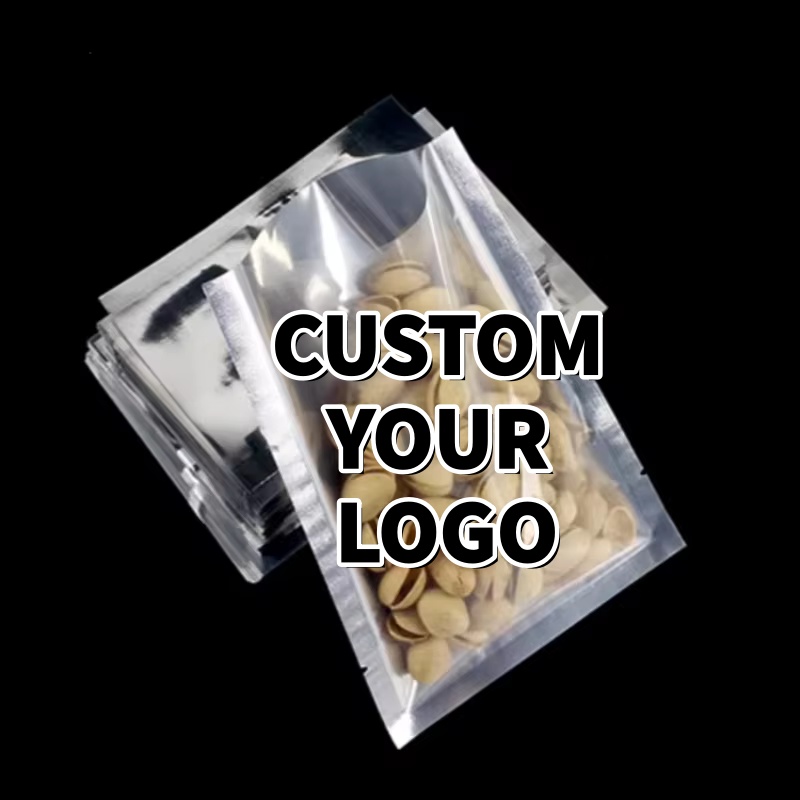 Food Snacks For Christmas - 100er-Pack silberglänzende flache Beutel – transparente