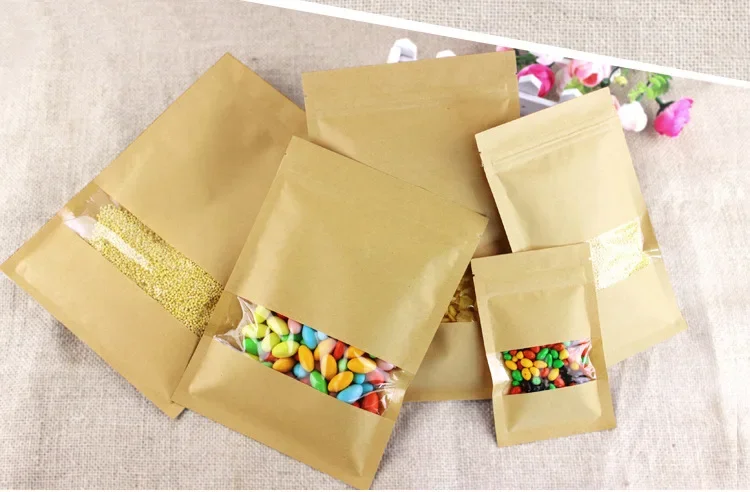 Flachboden-Kraftpapier-Ziplock – Logo Food Snack Bewertung und Preis